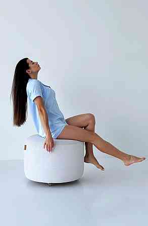 Шелковая пижама рубашка с шортами Голубой L Харьков