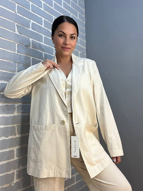 Пиджак Mix Ray 4441 удлиненный оверсайз с накладными карманами молочный, молочний, L Киев - изображение 10