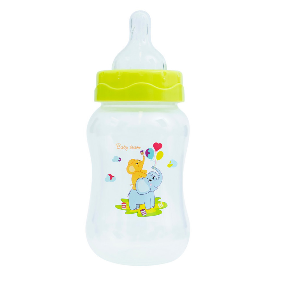 Пляшечка для годування з широким горлом та силіконовою соскою 1002 зелений 250 мл Вінниця - фото 2
