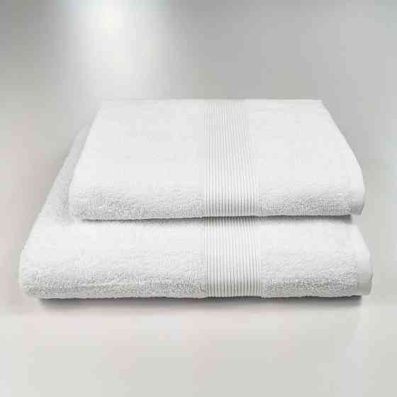 Комплект махровых полотенец с бордюром 2шт GM Textile 50х90см, 70х140см 400г/м2 (Белый) Сумы