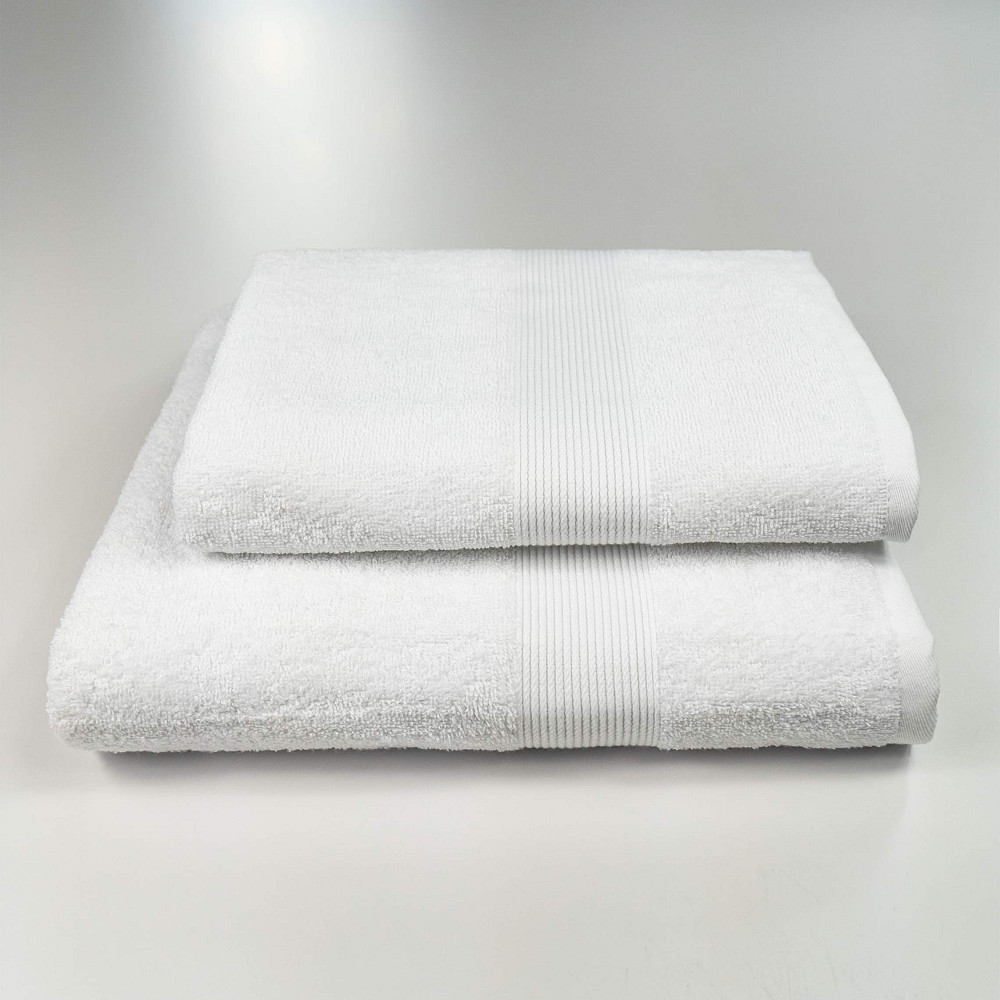 Комплект махрових рушників з Бордюром 2шт GM Textile 50х90см, 70х140см 400г/м2 (Білий) Суми - фото 1