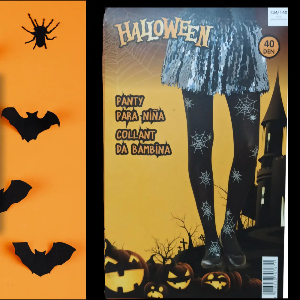Детские колготы паутинка с паучками для Хэллоуина 40 den 134-140 на 8-10 лет черный Киев - изображение 1