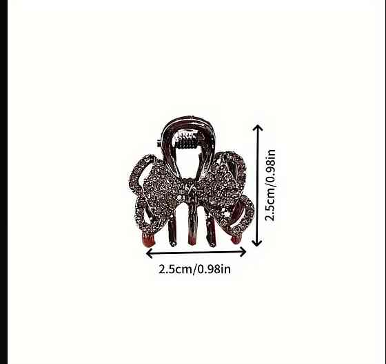 Мини крабики для волос с кристаллами, бантик, 2 шт Киев