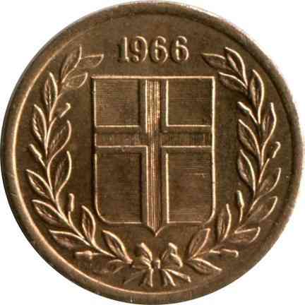 Ісландія 1966 рiк 1 аурар. Полтава
