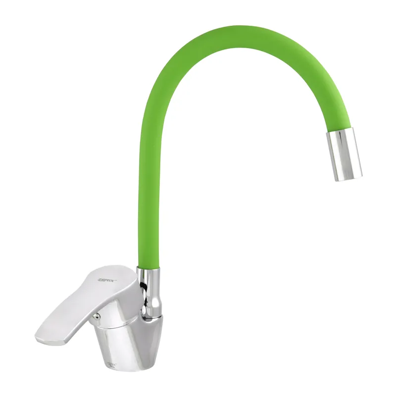 Змішувач для кухні Zerix YUB 279 із зеленим гнучким виливом (ZX0444) Київ - фото 1