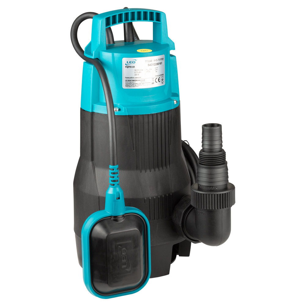 LEO Насос дренажный садовый 0.75кВт Hmax 8м Qmax 233л/мин LEO AKS-751PWH (773248) Коломия - фото 2