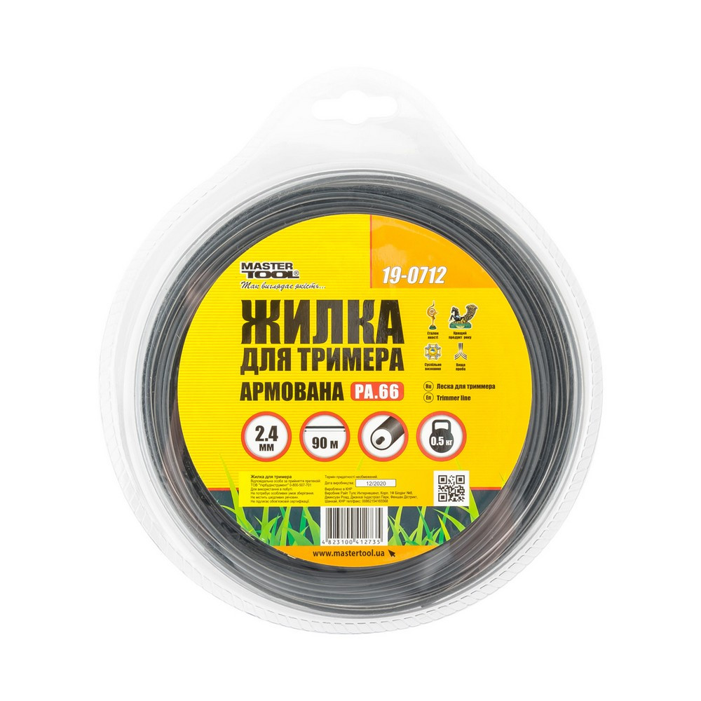 MASTERTOOL Жилка для тримера MASTERTOOL КРУГ АРМОВАНИЙ 2.40 мм 90 м блістер 19-0712 Киев - изображение 2
