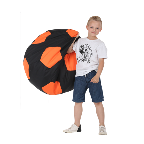 Крісло-мішок М'яч Хатка середній Чорний з Жовтогарячим Київ - фото 2