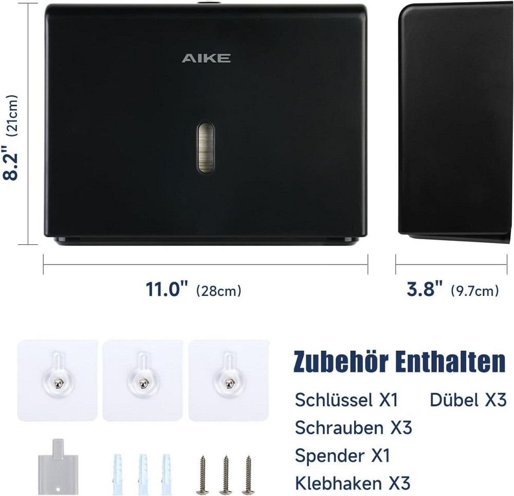 Диспенсер для бумажных полотенец держатель настенный черный, 200+ листов Z-сборка, пластиковый, смотровое окно Киев - изображение 7