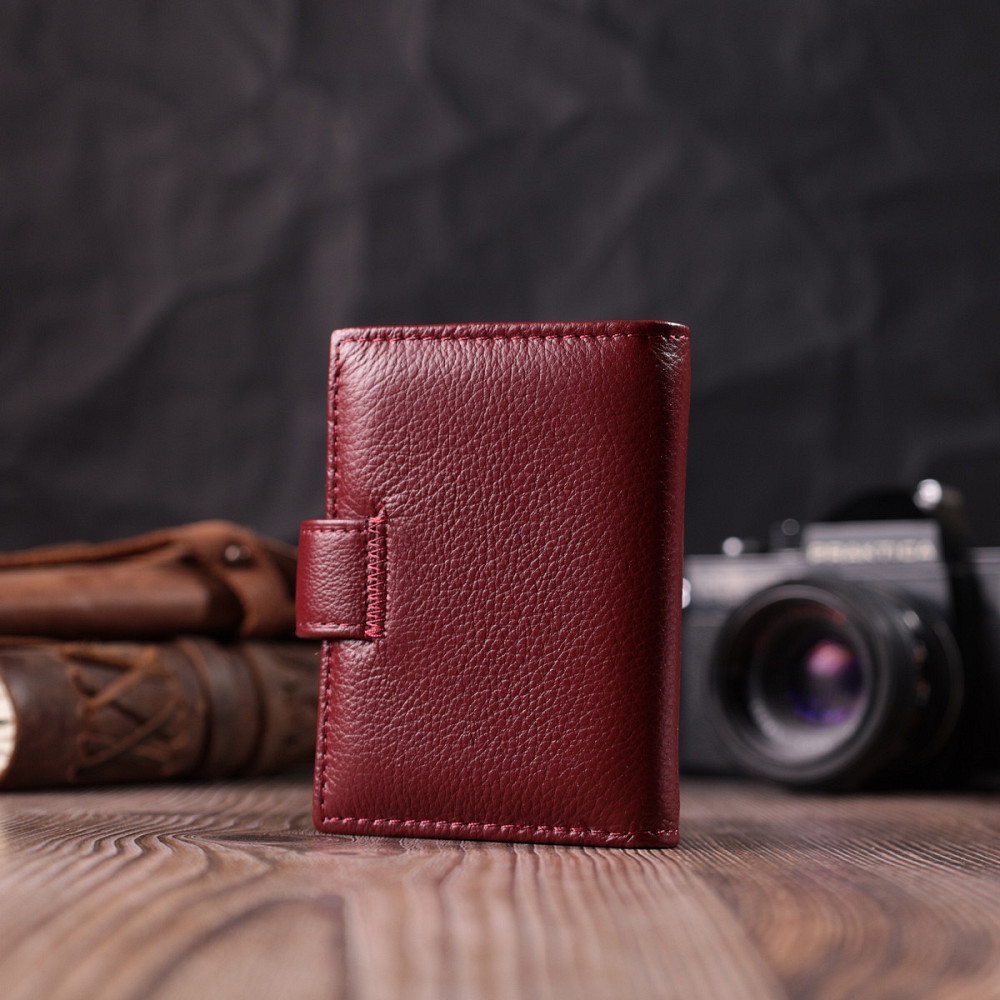 Практична візитниця з натуральної шкіри ST Leather 22468 Бордовий Київ - фото 8