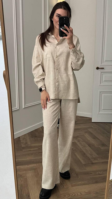 Костюм жіночий літній льон Пісок 50/52 Харків - фото 4