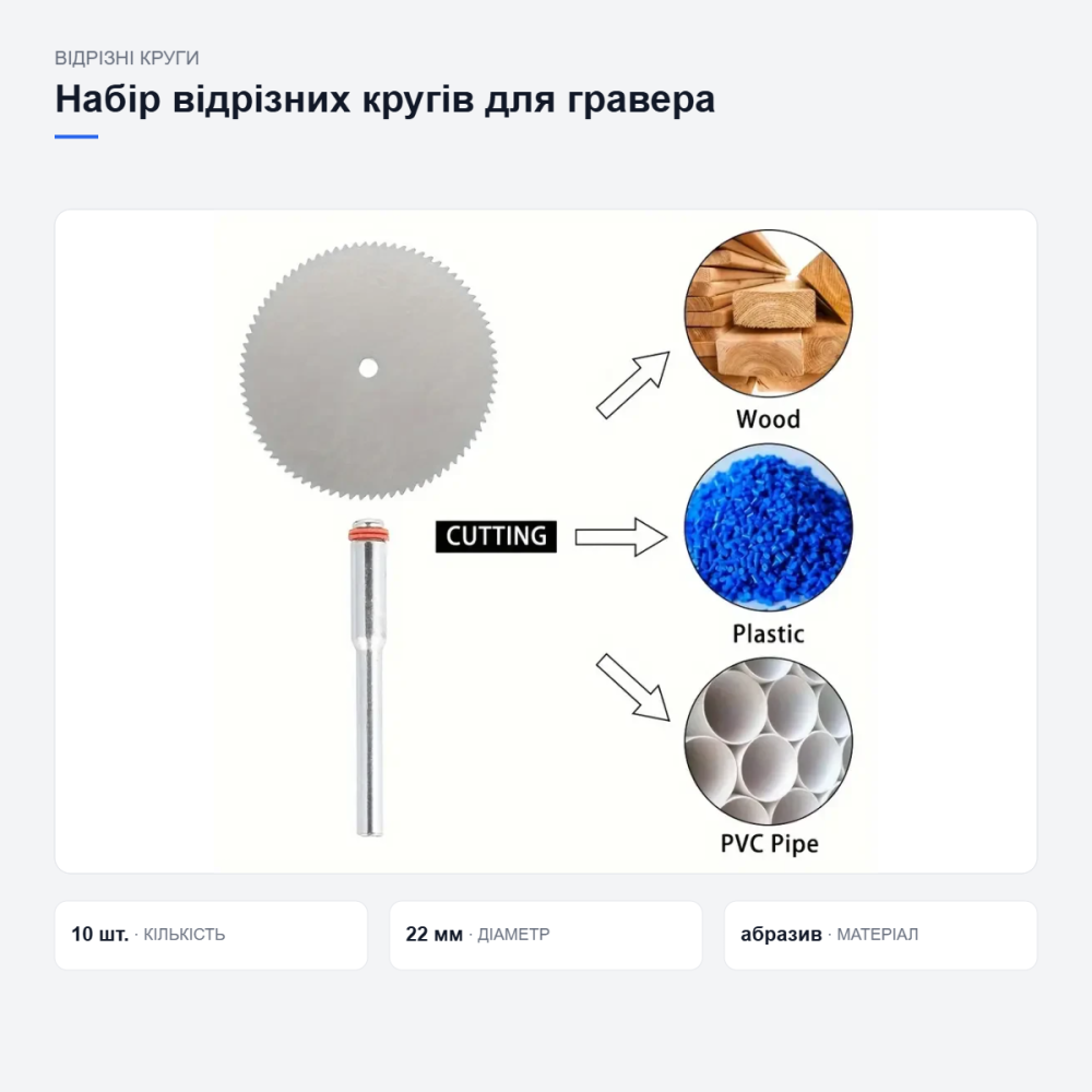 Отрезные круги 22 мм (10 шт) абразивные диски для гравёра, дремеля, мини-пилы, резки дерева, пластика, металла Киев - изображение 9