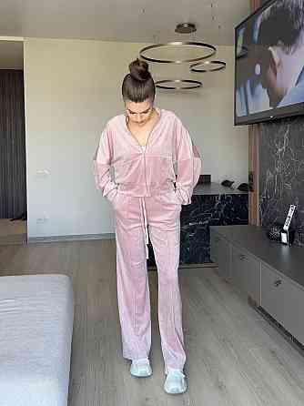 Жіночий прогулянковий костюм-двійка: кофта та штани королівський велюр Пудра, 50/52 Одеса