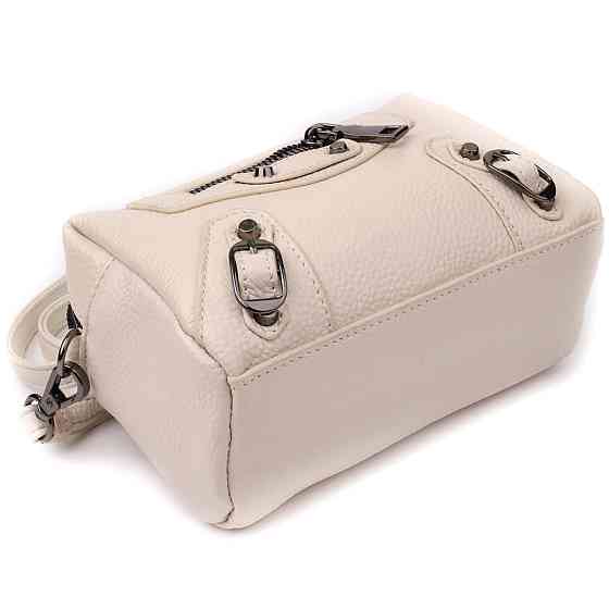 Компактна сумка жіноча з трендовим декором з натуральної шкіри Vintage 22923 Білий Київ