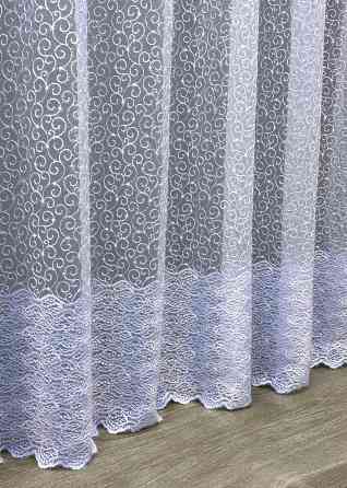 Тюль органза с вышивкой и люрексом цвет голубой с белым 1686т Киев