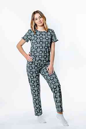 Домашний женский комплект, пижама, серый, 100%хлопок Крохатушка одяг 60 Киев