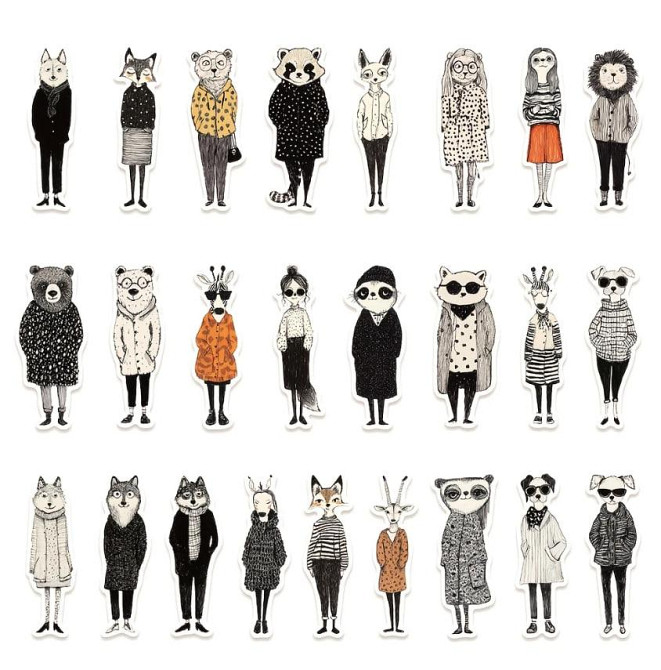 Ретро модные наклейки с животными, стикерпак 50 шт. Киев - изображение 5