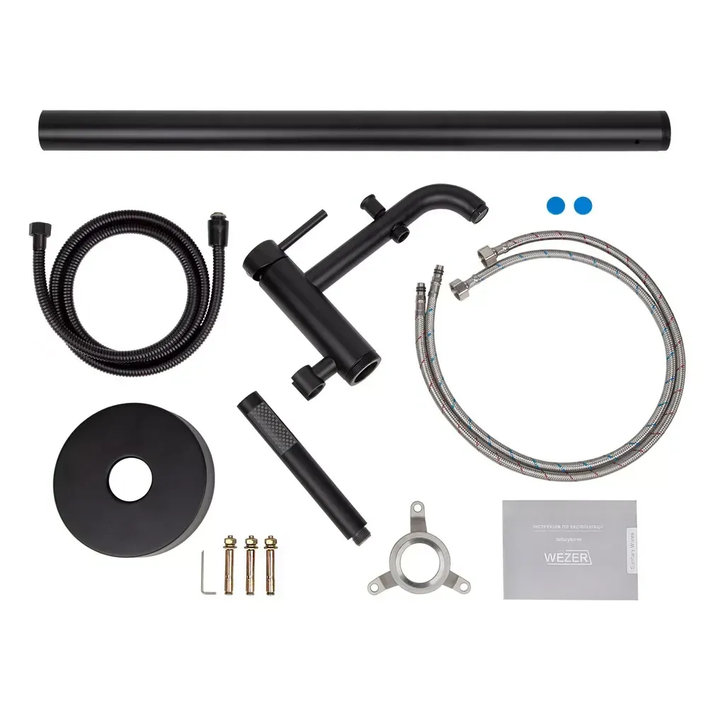 Напольный смеситель для ванны WEZER EKO19A-01-BLACK черный Киев - изображение 4