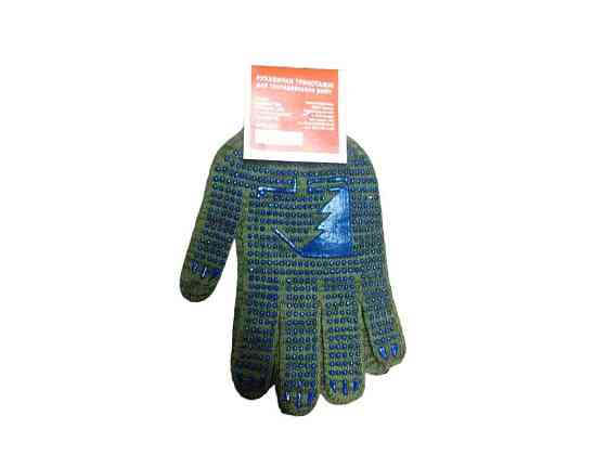 Перчатки рабочие No770 хаки и синяя ПВХ точка 10-11 р. ТМ A-tex Киев