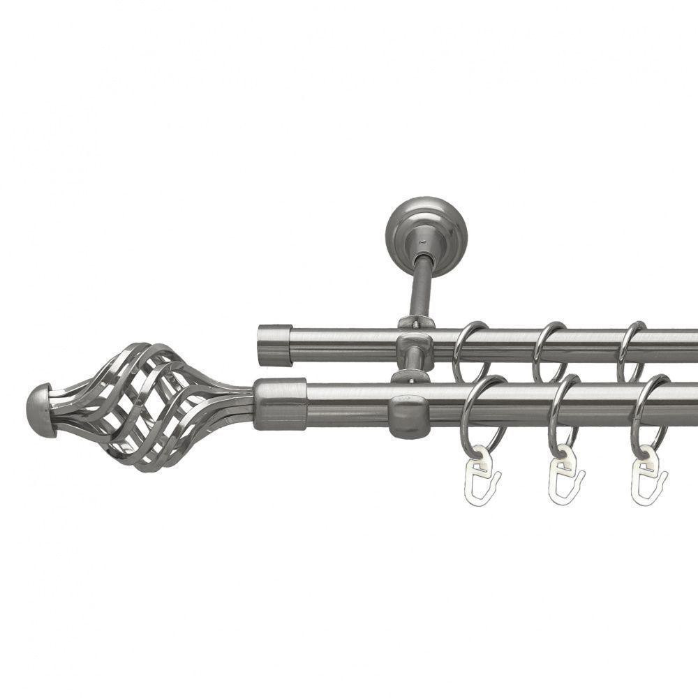 Карниз Orvit Арезо металевий дворядний відкритий гладка труба кільце металеве Нержавіюча Сталь 19\16 мм 160 см Львов - изображение 1