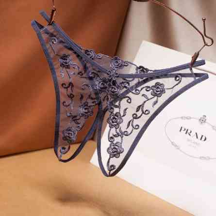 Трусики з розрізом та квітами універсальний синій Київ