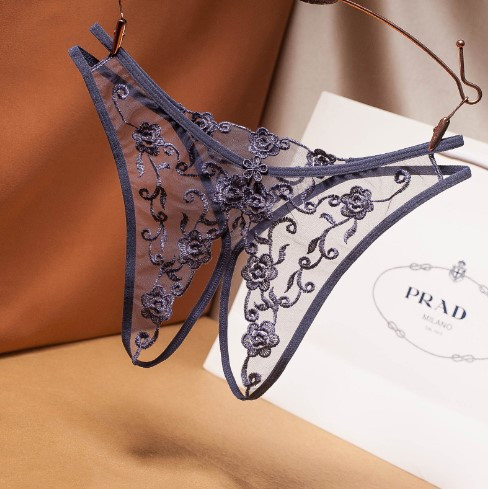 Трусики з розрізом та квітами універсальний синій Київ - фото 1