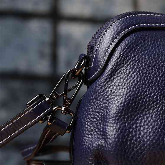 Женская кожаная сумка с эффектной драпировкой Синий (Vintage) Киев