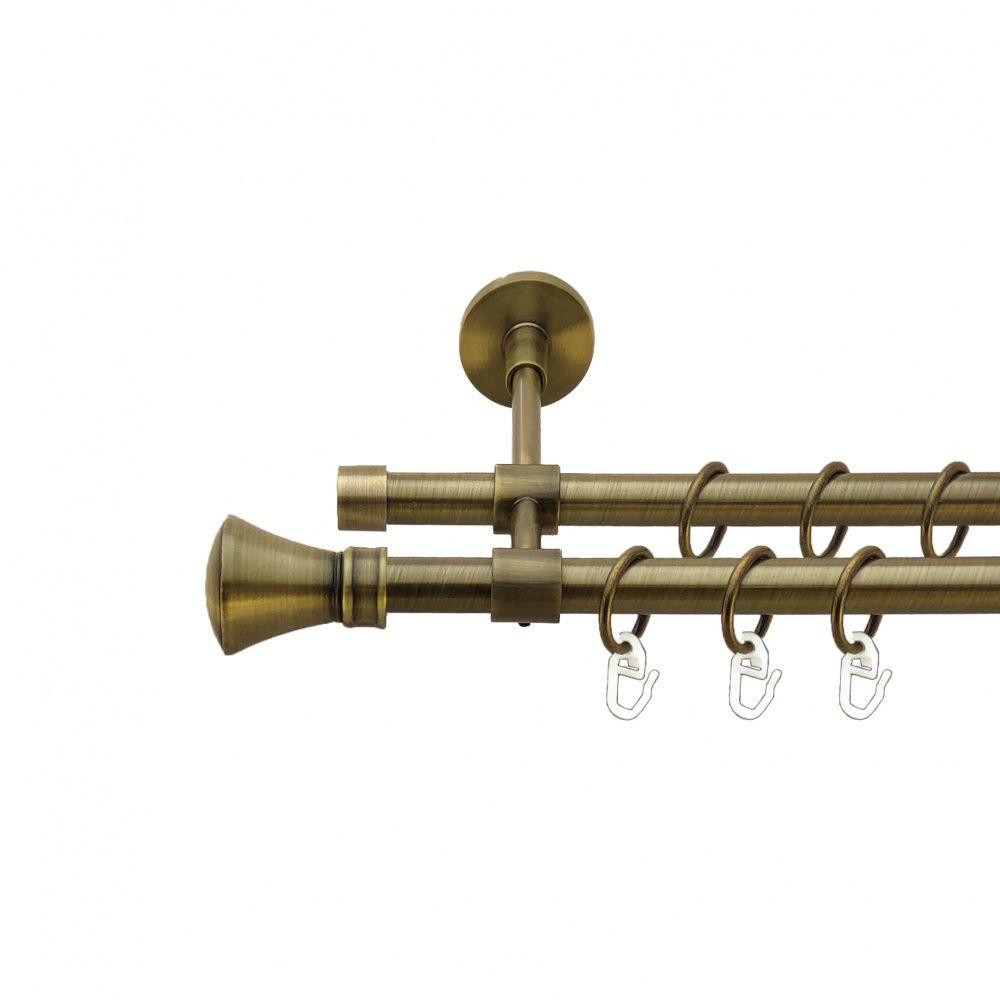 Карниз Orvit Люксор металевий дворядний закритий гладка труба кільце металеве Антик 16\16 мм 240 см (7329433) Львов - изображение 1