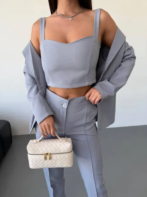 Стильний брючний костюм трійка із піджаком Одеса - фото 15