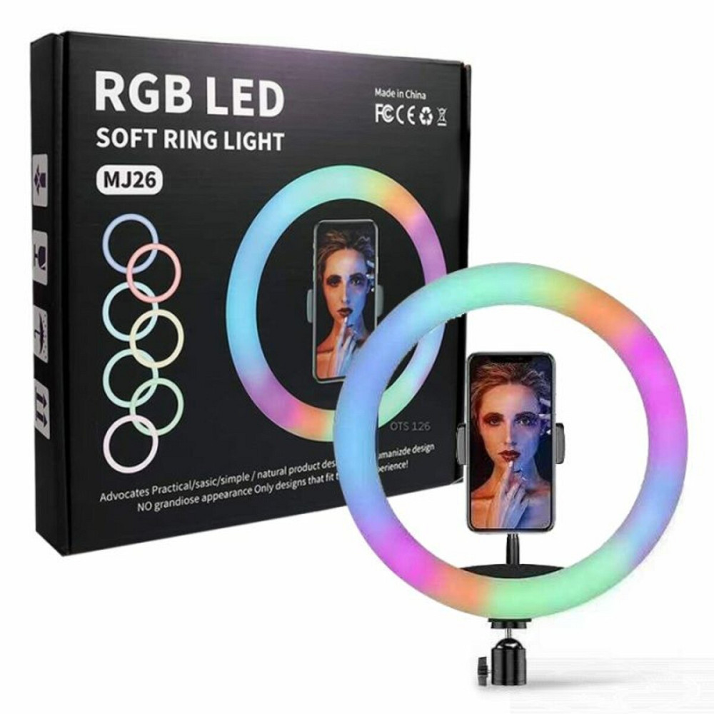 Кільцева світлодіодна LED лампа RGB MJ26, 26 см з тримачем для телефону + пульт Киев - изображение 2