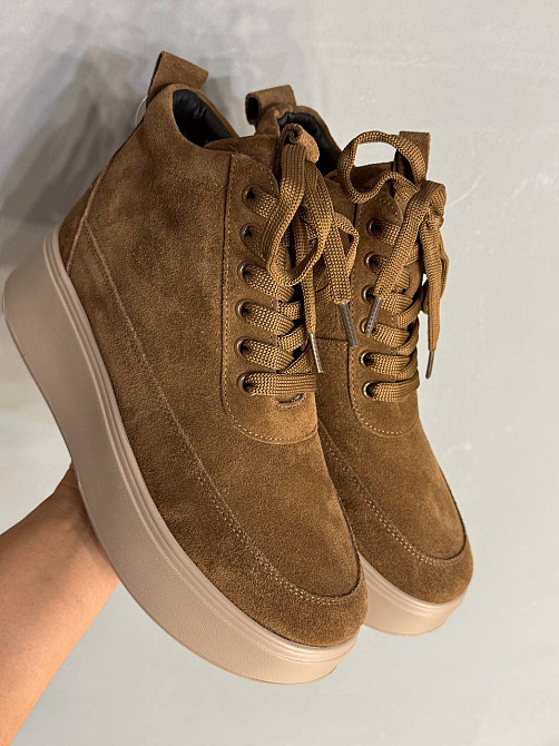 Ботинки женские Hengji 280-5 зимние на меху на бежевой подошве замшевые коричневые, 36, 23 см Киев - изображение 12