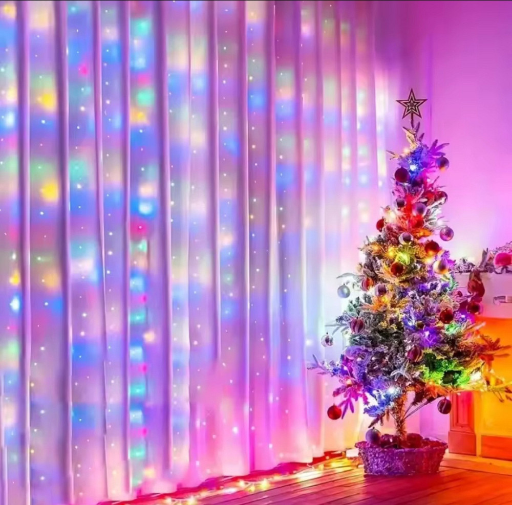 Светодиодная гирлянда дождик с пультом 8 режимов LED от USB 3 метра разноцветная Киев - изображение 4