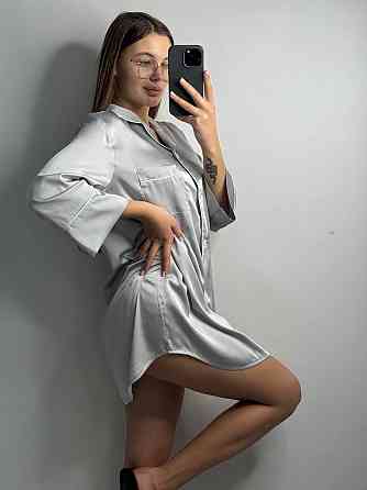 Женская ночная рубашка удлиненная шелковая XL Серебрянный Харьков