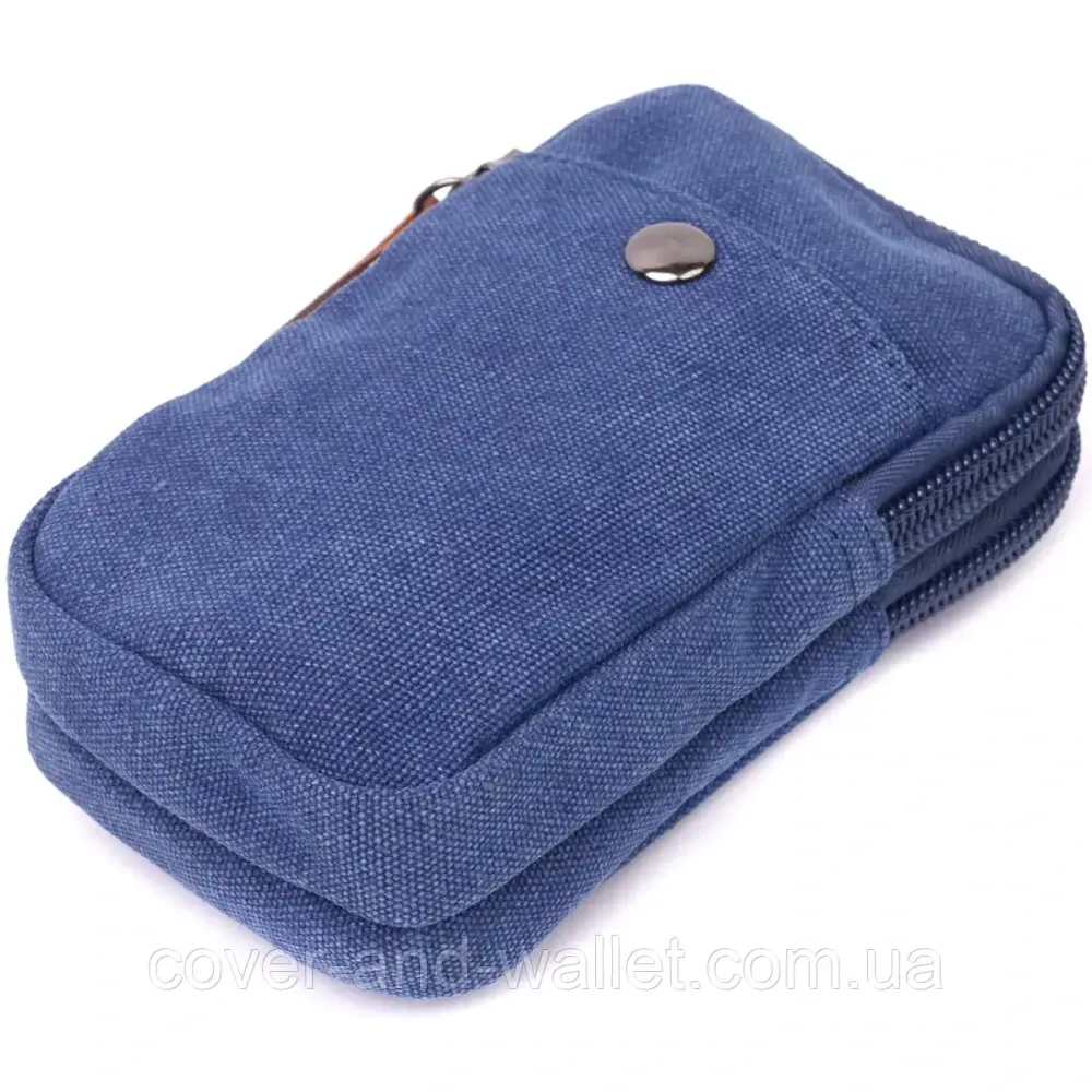 Маленькая сумка-чехол на пояс с карабином из текстиля синего цвета Puos Киев - изображение 2