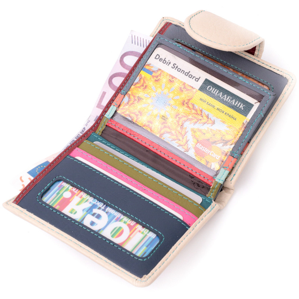 Оригінальне шкіряне портмоне з монетницею зовні для жінок ST Leather 19455 Білий Київ - фото 7