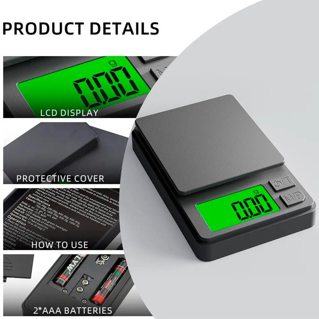 Ваги високої точності, Універсальні кишенькові ювелірні ваги Ваги для вимірювання коштовностей YE-51 Львів - фото 9