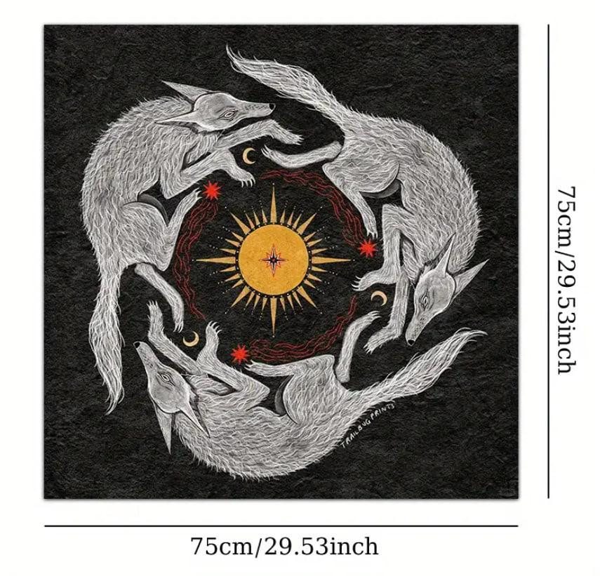 Алтарная скатерть с волками, солнцем и луной 75×75 см — оккультный декор для ритуалов и алтаря Киев - изображение 2