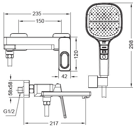 Змішувач для ванни Koer KB-41031-05 з коротким виливом (KR5437) Харків - фото 7