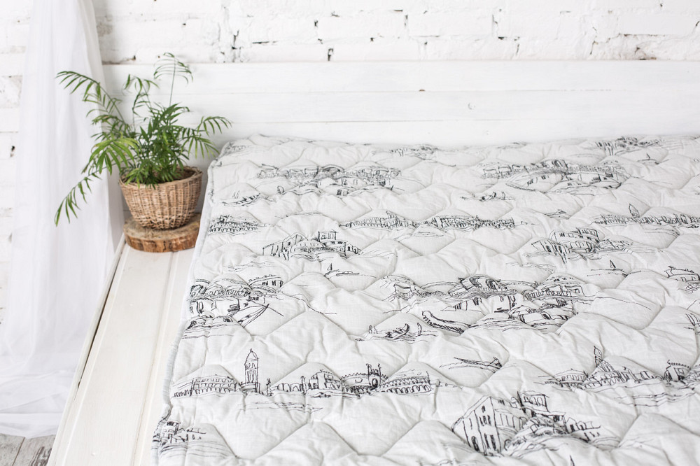 Ecotton Ковдра Novita двоспальна 172х205 см шерстяна стьогана бязь сіра 40-0965 Grey Коломыя - изображение 1