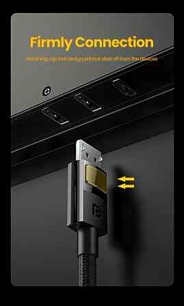 Кабель UGREEN DP114 DP Male to Male DP1.4 8K Round Cable ABS Shell Braid 1.5m (Black) (UGR-80391) Київ