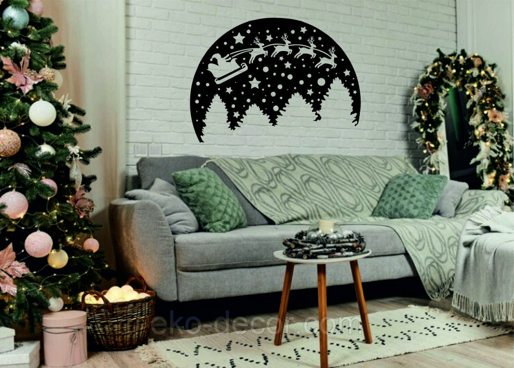 Декоративное настенное Панно «Новый год», Декор на стену 70*51 см, Черный Киев - изображение 1