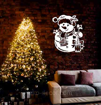 Декоративное настенное Панно «Снеговик», Декор на стену 70*60 см, Белый Киев