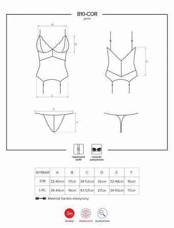 Корсет Obsessive 810-COR-1 з мереживом та пажами для панчох, чорний, S/M Sex Aura Київ