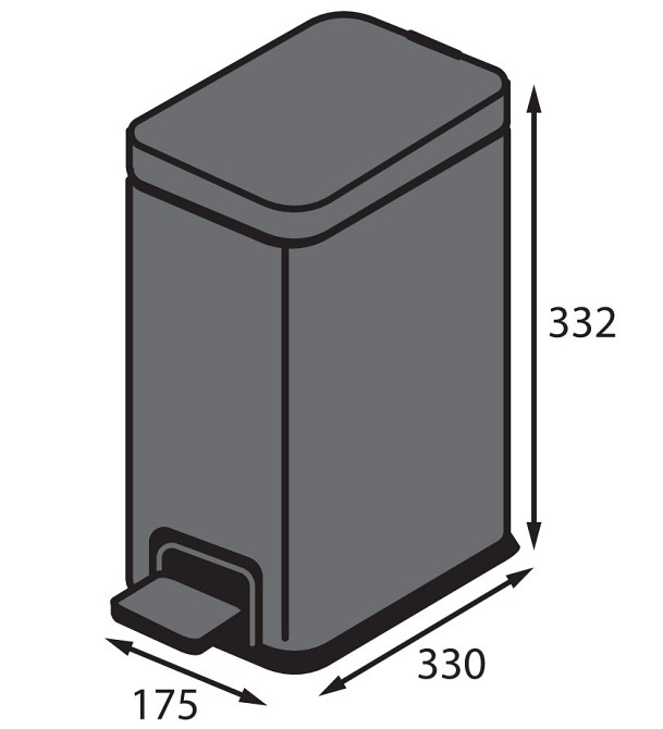 Відро для сміття з плавним закриванням прямокутне Koer TC-010108-07 8 л колір графіт антипалець (KR5591) Чернівці - фото 6