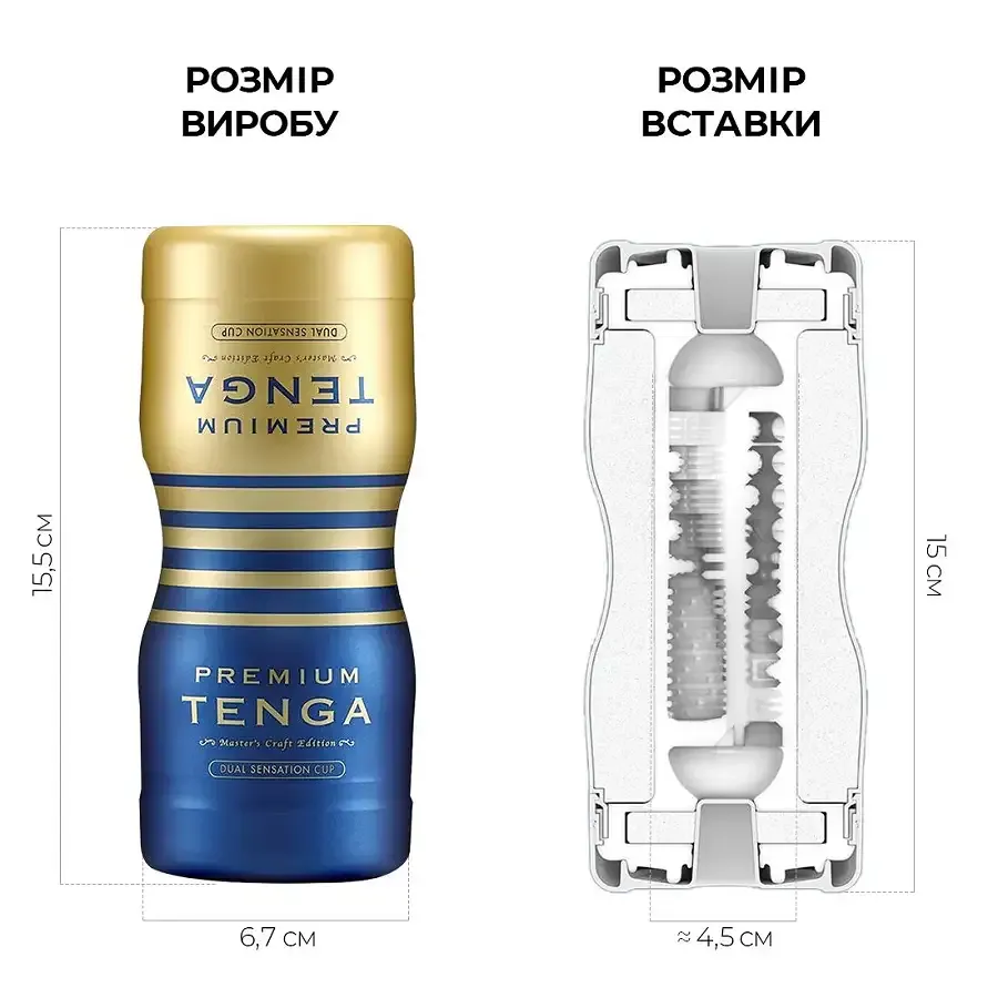 Мастурбатор Tenga Premium Dual Sensation Cup, двосторонній, з двома незалежними каналами Львів - фото 2