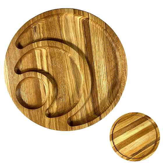 Деревянная тарелка из натурального дерева диаметр 30 см, высота 2 см, тарелка для закусок Каменец-Подольский