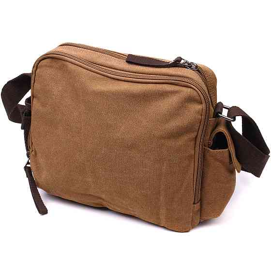 Містка чоловіча сумка месенджер із щільного текстилю Vintage 22205 Коричневий Київ