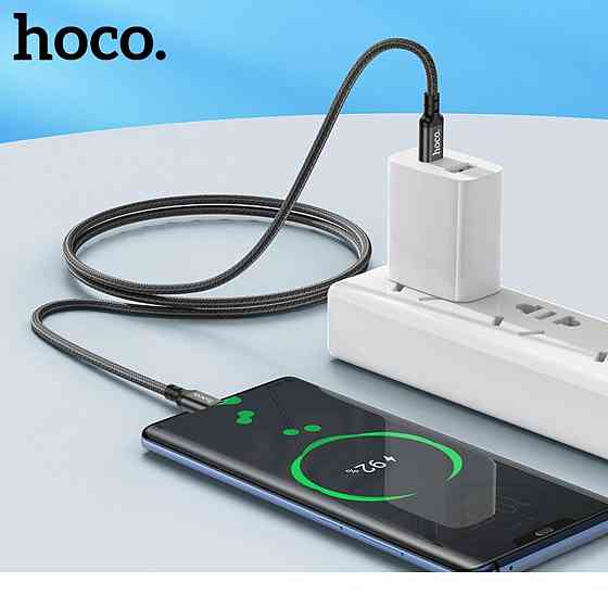 Кабель Type-C HOCO X14 60W, 1m, нейлон, алюмінієві конектори, колір чорний 6931474752215 Одеса