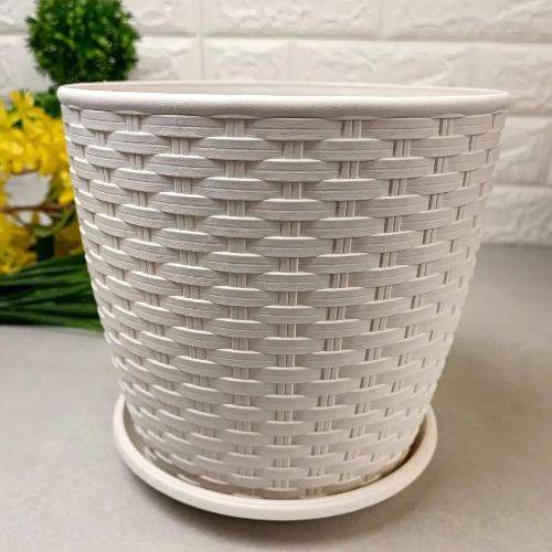 Вазон Ротанг з підставкою 12*11см біла троянда Алеана Житомир