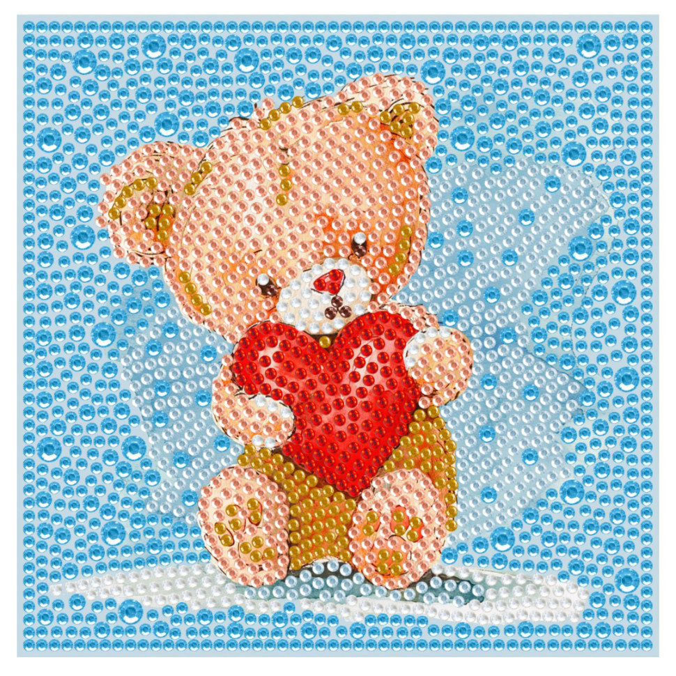 Алмазна мозаїка "Ведмедик Тедді" DM5003 з рамкою 15х15 см Вінниця - фото 1